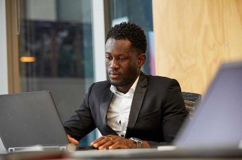 Man sitting at a computer